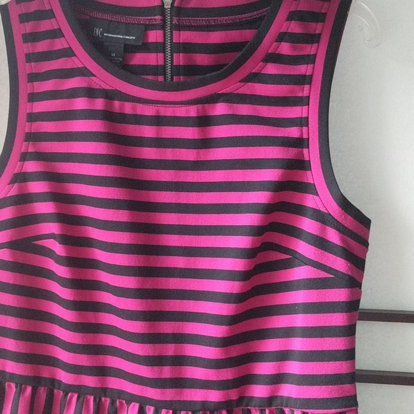 INC Hot Pink and Black Striped Sleeveless Dress Medium - Picture 10 of 16
